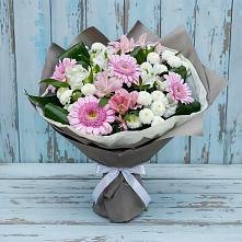 Букет цветов из:  Герберы, Альстромерии и Хризантемы #REPLACE_PRED# Пряже