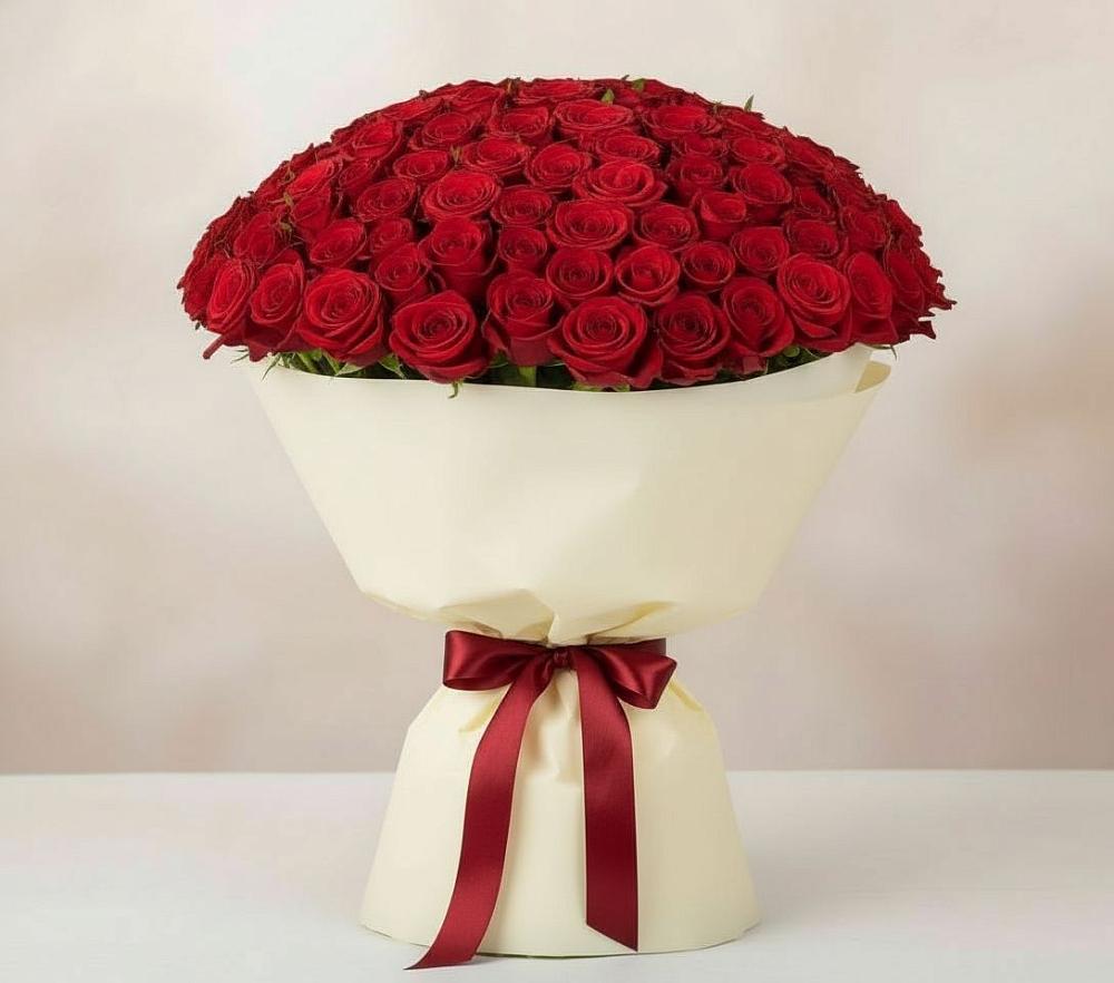 Букет 101 Красная роза Милано в Пряже