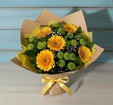 Букет цветов из:  Герберы и Хризантемы в Пряже