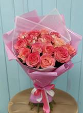 Букет 15 Розовых роз Равель #REPLACE_PRED# Пряже